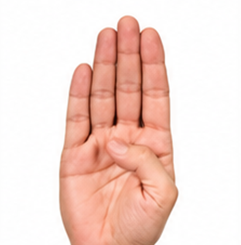 ASL Letter B Sign Language Hand Gesture