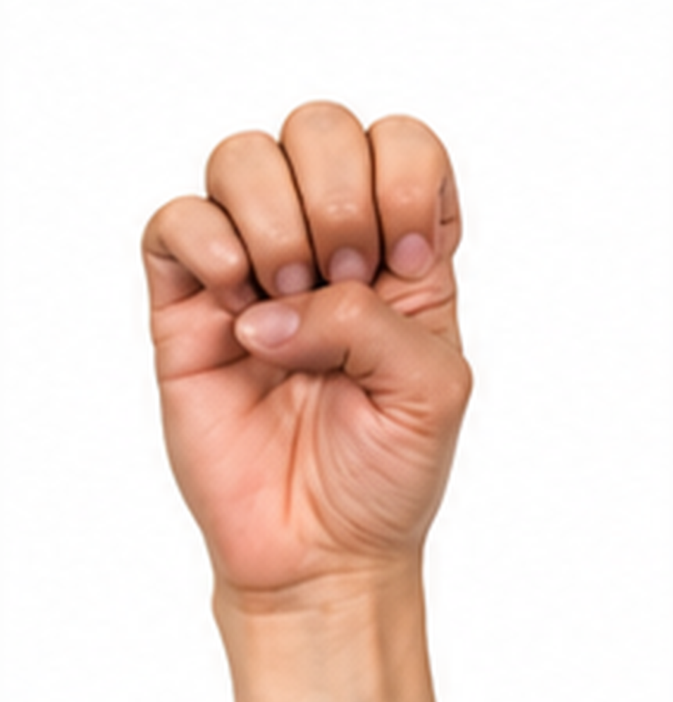 ASL Letter E Sign Language Hand Gesture