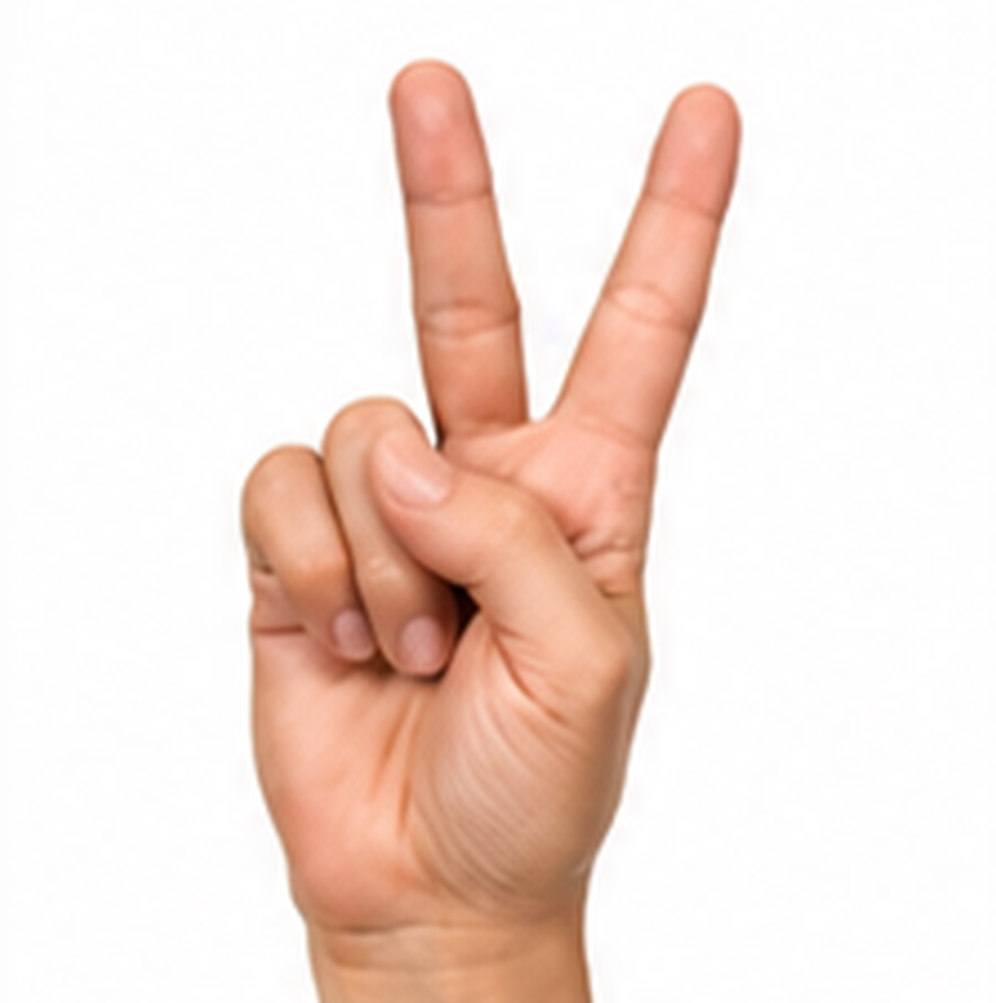 ASL Letter K Sign Language Hand Gesture