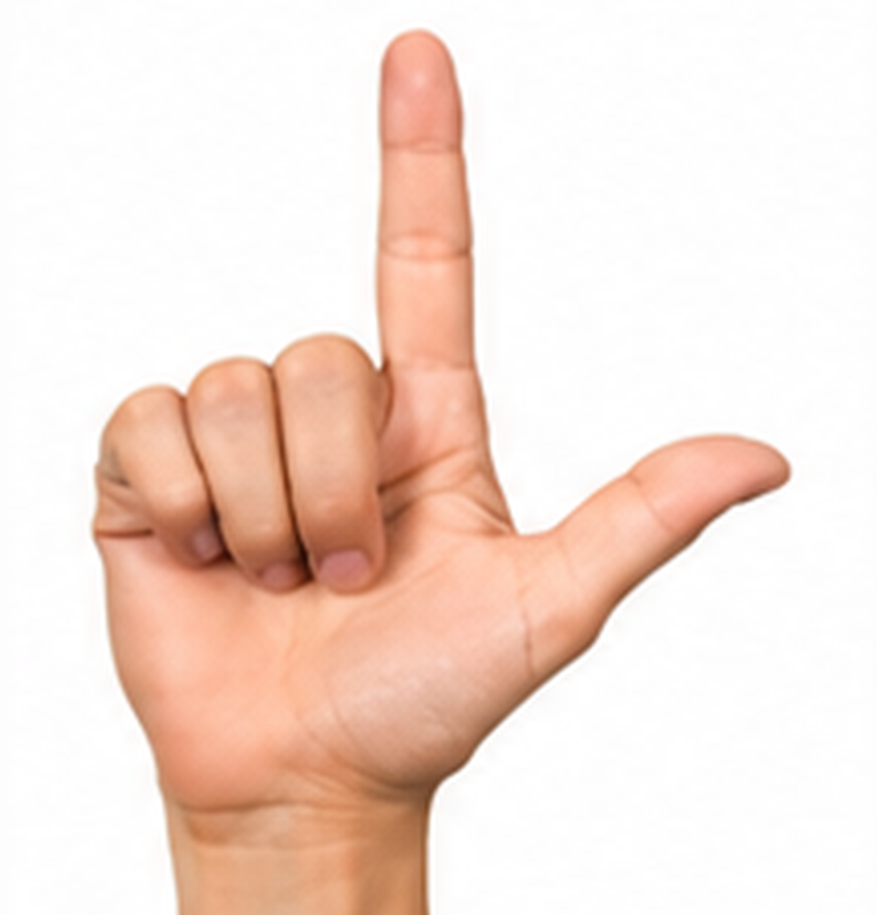 ASL Letter L Sign Language Hand Gesture