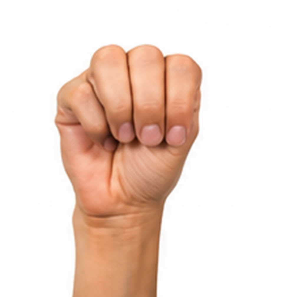 ASL Letter M Sign Language Hand Gesture