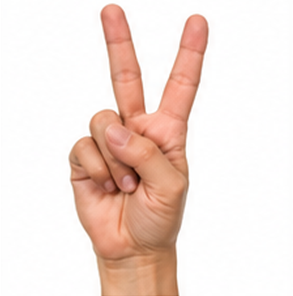 ASL Letter V Sign Language Hand Gesture